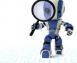 Glossy Robot with Magnifying Glass